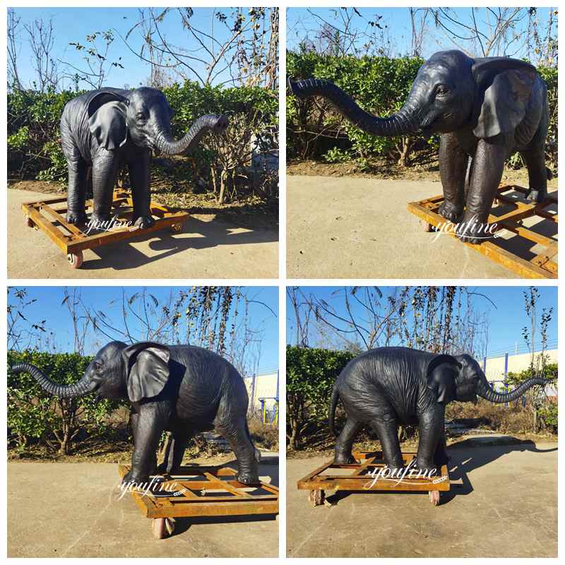 Large Bronze Trunk Up Elephant Statues for Garden Factory Direct BOKK-386 - Bronze Animal Sculpture - 12