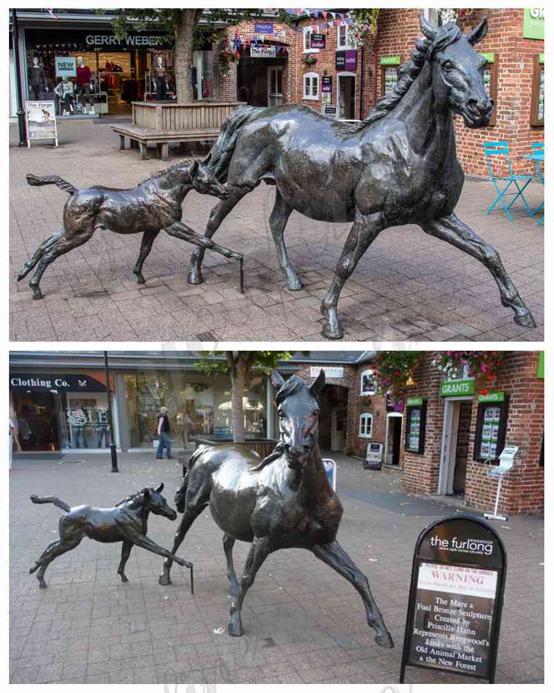 Outdoor Large Bronze Mare and Filly Horse Statues for Sale BOKK-865 - Bronze Animal Sculpture - 1