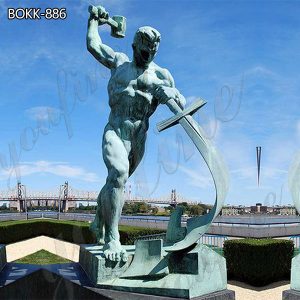 Life Size Antique Bronze Swords to Ploughshares Sculpture on Sale BOKK-886