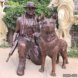 Life Size Garden Bronze Soldier and Dog Statue Suppliers BOKK-873