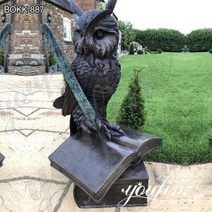 Life Size Outdoor Bronze Owl Standing on Book Statue on Sale BOKK-887