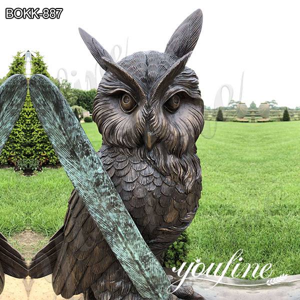 Life Size Outdoor Bronze Owl Standing on Book Statue