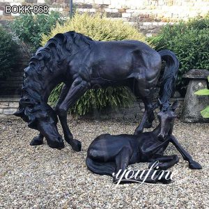 Outdoor Garden Bronze Mare and Foal Horse Statue Factory Supply BOKK-868