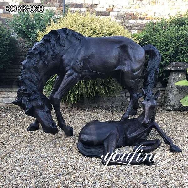 Outdoor Garden Bronze Mare and Foal Horse Statue Factory Supply