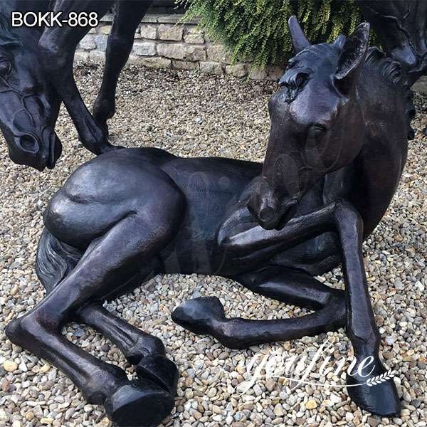 Outdoor Garden Bronze Mare and Foal Horse Statue