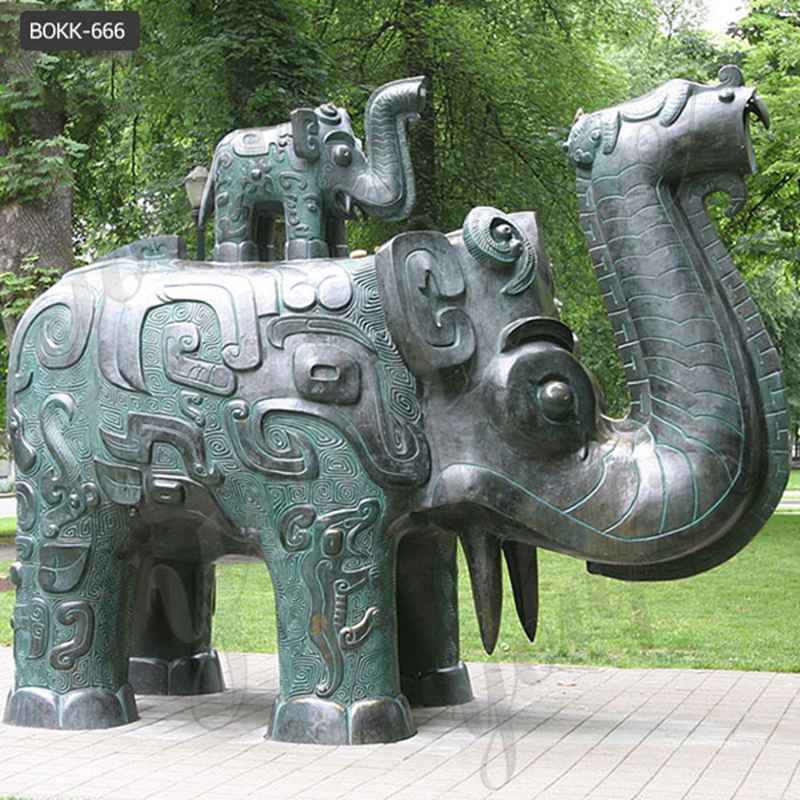 Outdoor Large Bronze Elephant Sculpture of Da Tung and Xi'an Bao Bao for Sale