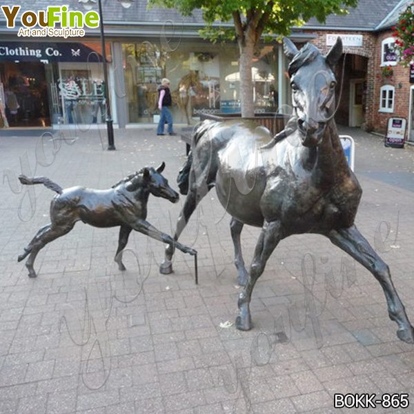 Outdoor Large Bronze Mare and Filly Horse Statues for Sale