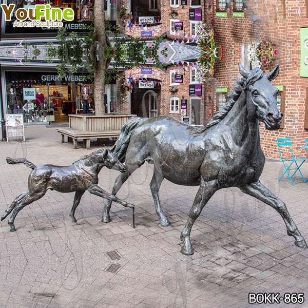 Outdoor Large Bronze Mare and Filly Horse Statues