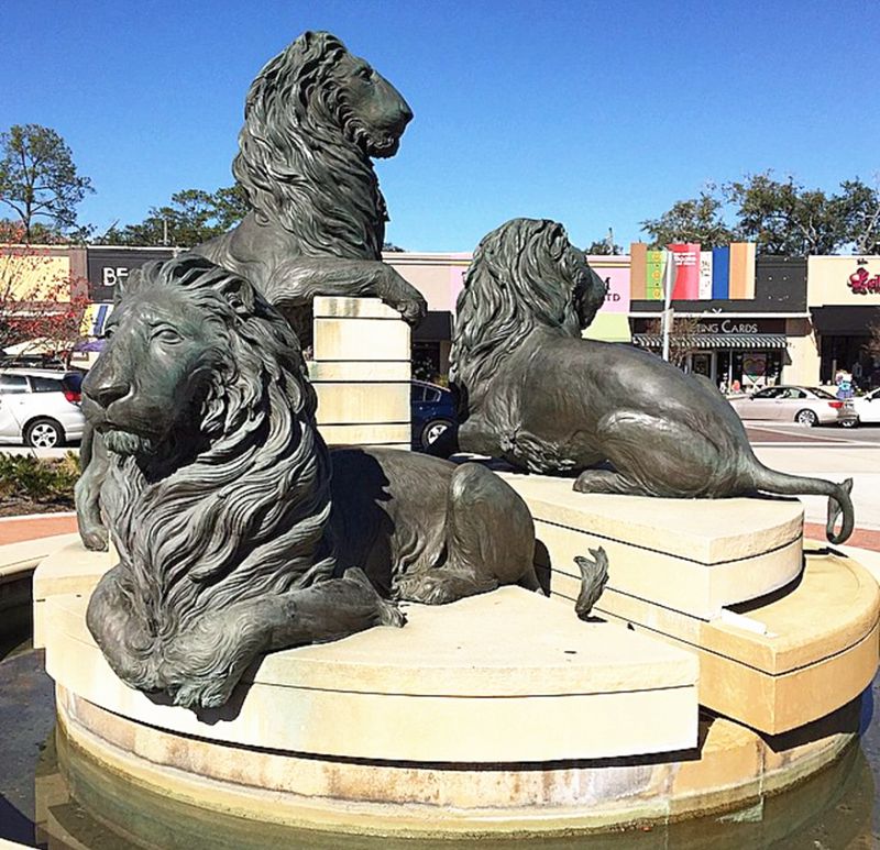 Bronze Family Lion Statue BOKK-863 - Bronze Lion Statues - 4