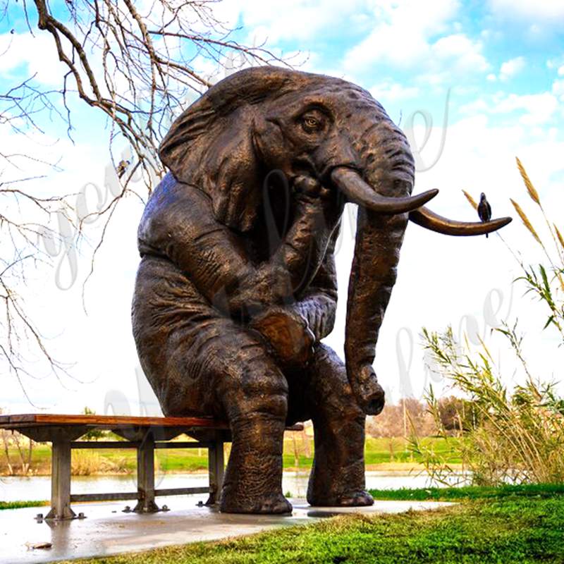 Large Bronze Trunk Up Elephant Statues BOKK-386 - Bronze Elephant Statue - 6