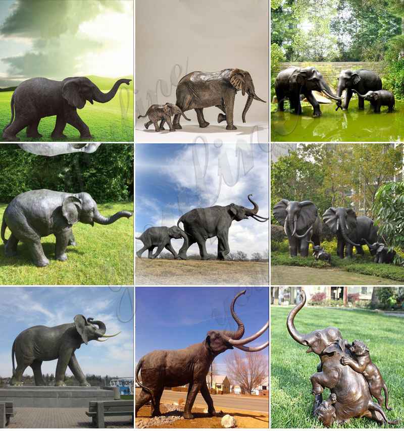 Outdoor Large Bronze Elephant Sculpture of Da Tung and Xi'an Bao Bao for Sale BOKK-666 - Bronze Elephant Statue - 3