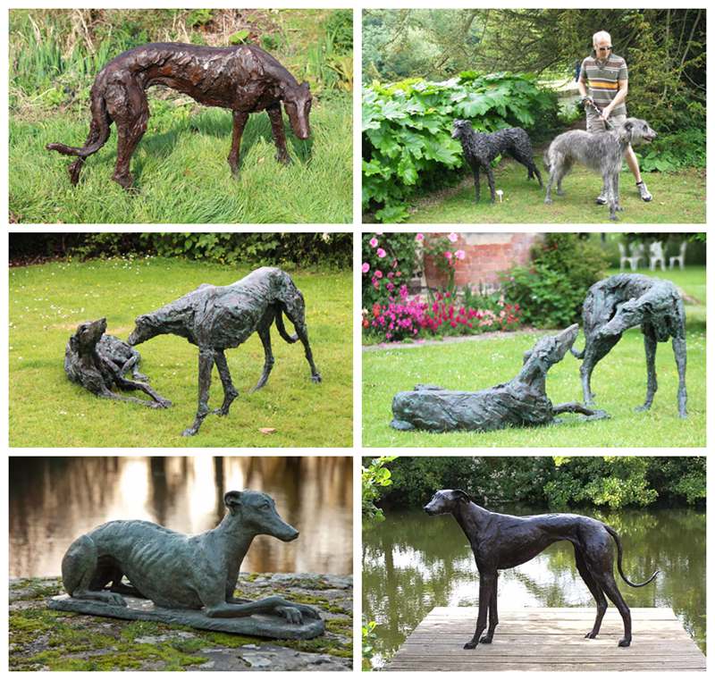 Hot Selling Garden Bronze Greyhound Whippet Dog Statues for Sale BOKK-888 - Bronze Animal Sculpture - 2