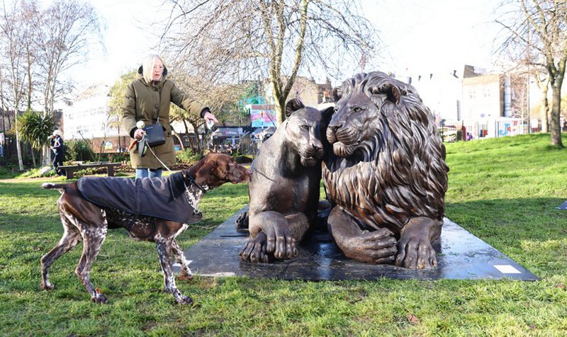 Antique Bronze Family Lion Statue for Garden Decor Suppliers BOKK-863 - Bronze Lion Statues - 9