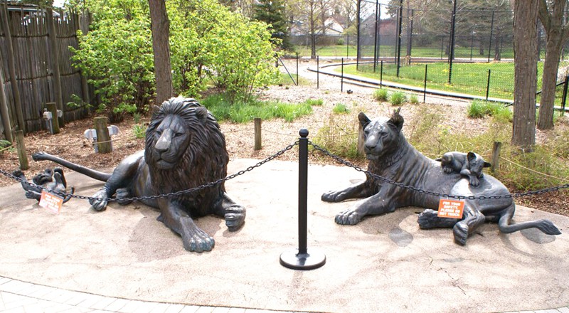 Bronze Family Lion Statue BOKK-863 - Bronze Lion Statues - 5