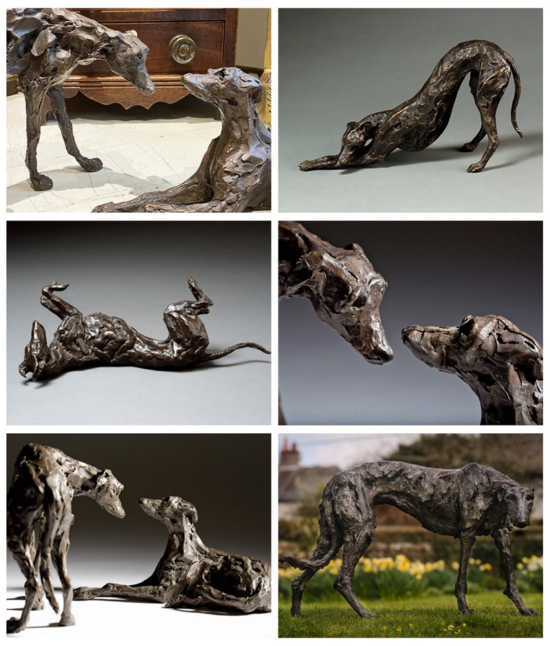 Hot Selling Garden Bronze Greyhound Whippet Dog Statues for Sale BOKK-888 - Bronze Animal Sculpture - 3