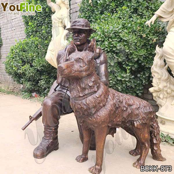 memorial soldier with dog statue