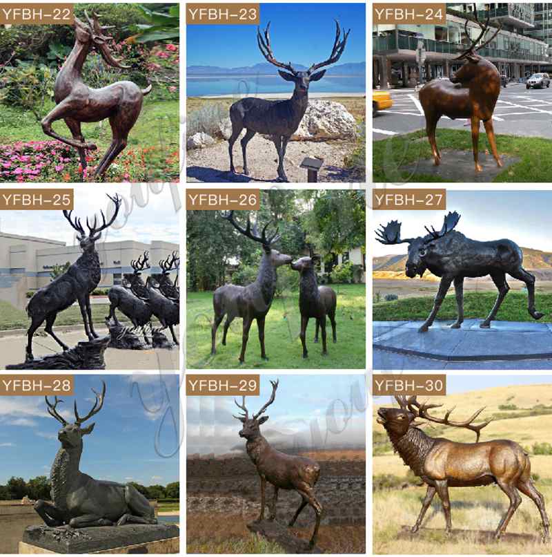 Life Size Outdoor Bronze Moose Garden Statue for Sale BOKK-282 - Bronze Deer Sculpture - 4