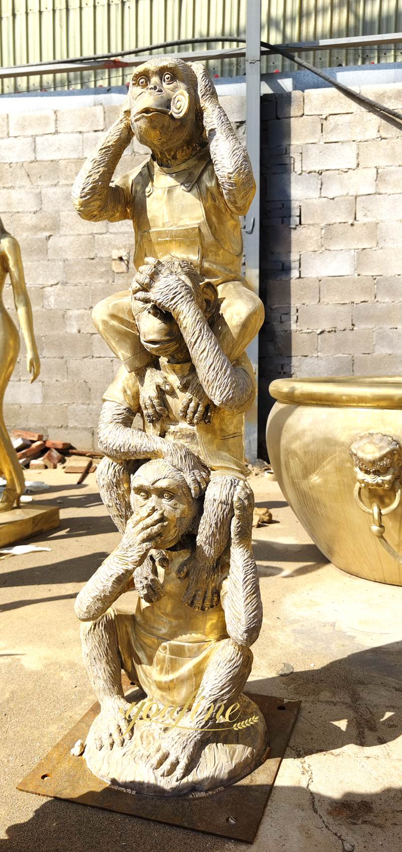Bronze Three Wise Monkey Statues BOKK-376 - Bronze Monkey Statue - 4