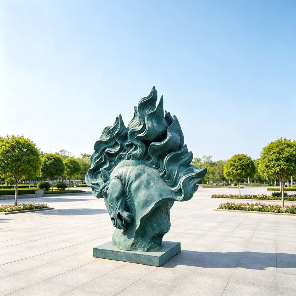 Flowing Mane Horse Head Statue