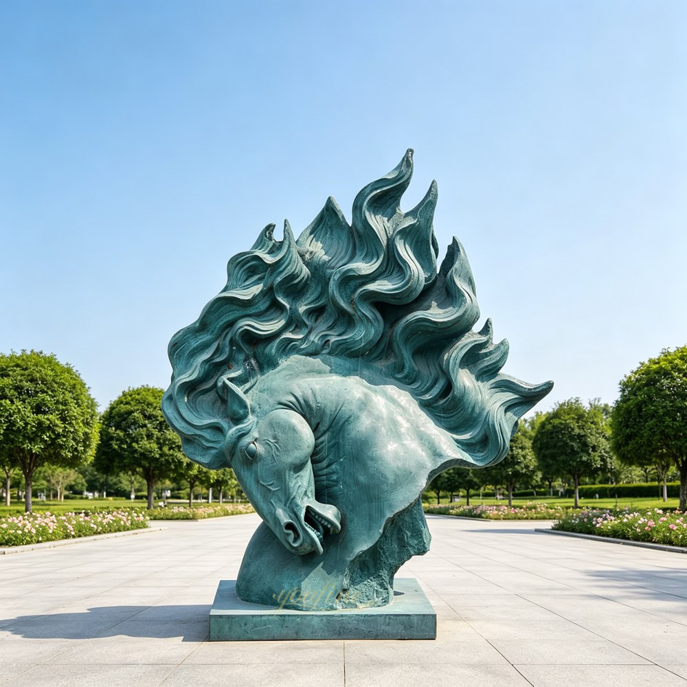 Flowing Mane Large Horse Head Statue