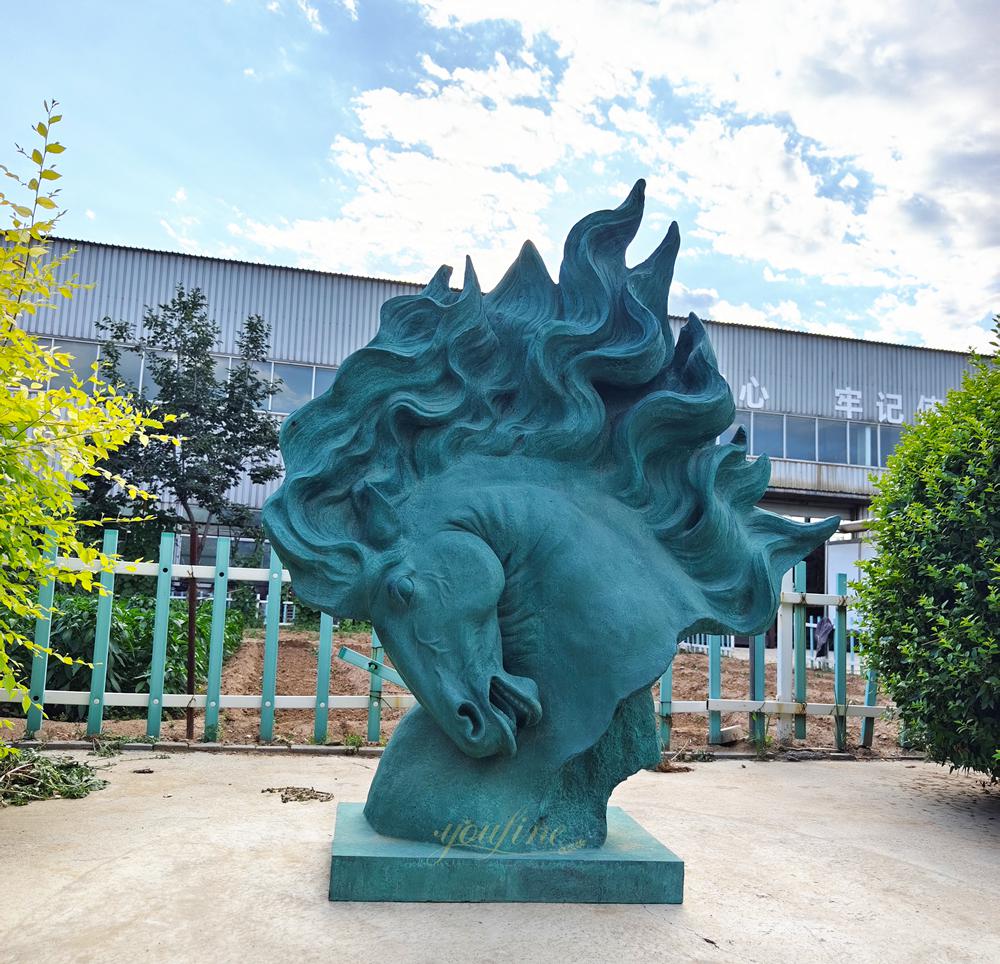 Flowing Mane bronze Large Horse Head Statue in our factory