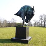 Meditation bronze Large Green Horse Head