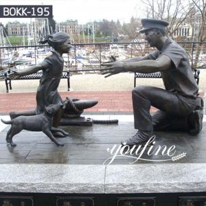 Memorial Outdoor Life Size Bronze Soldier and Girl Statue Suppliers BOKK-195