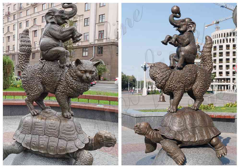 Outdoor Bronze Tortoise Cat Elephant Animal Statue Garden Decor for Sale BOKK-373 - Bronze Animal Sculpture - 1