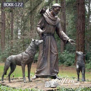 Religious Bronze St Francis of Assisi and Animal Statue for Sale BOKK-122