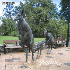 Life Size Garden Bronze Jumping kangaroo Statues for Sale BOKK-897