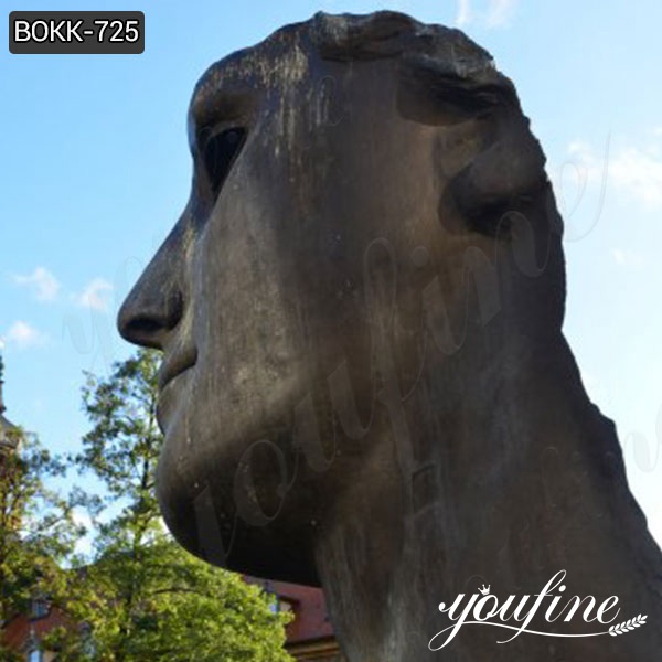 Modern Large Bronze Face Sculpture by Igor Mitoraj