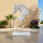Abstract Half Horse Statue in garden