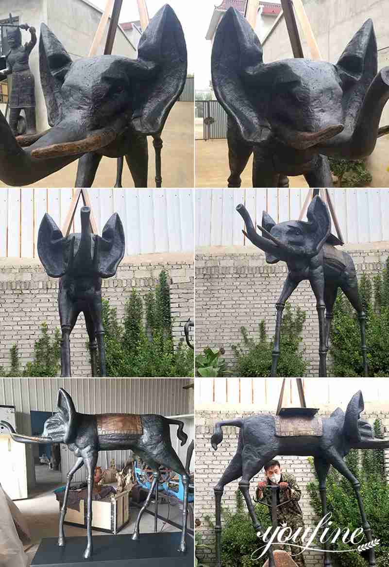 Garden Zoo Decor Outdoor Bronze Elephant Statue by Salvador Dalí Artwork for Sale BOKK-596 - Bronze Elephant Statue - 2