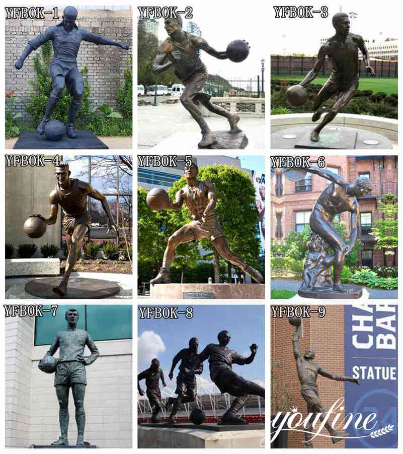 Life Size Bronze Player and Football Statue