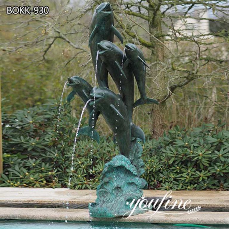 Outdoor Pool Decorative Bronze Dolphin Fountain Statue for Sale