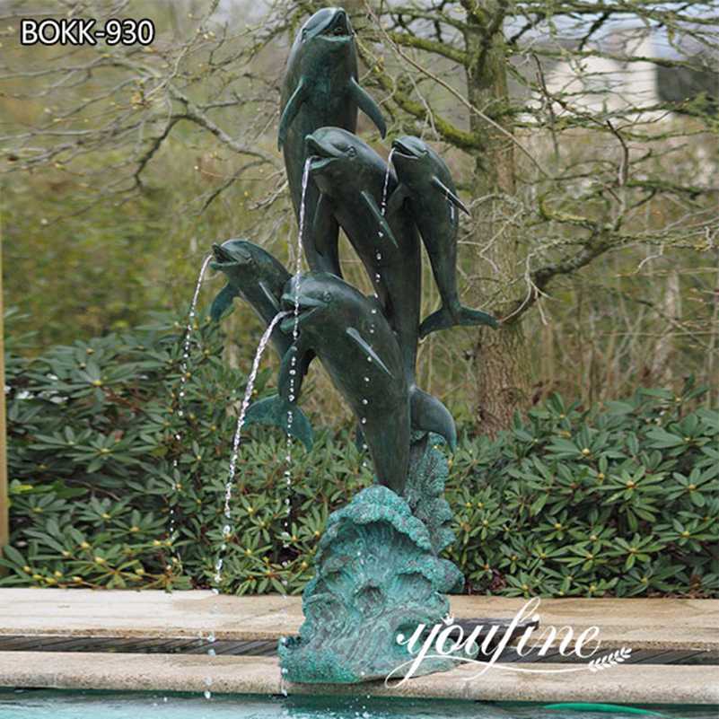 Outdoor Pool Decorative Bronze Dolphin Fountain Statue for Sale