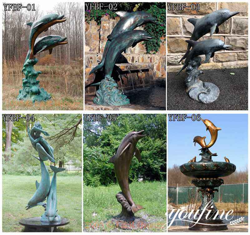 Outdoor Pool Decorative Bronze Dolphin Fountain Statue for Sale BOKK-930 - Bronze Animal Fountain - 2