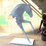 White Abstract Half Horse Statue in factory