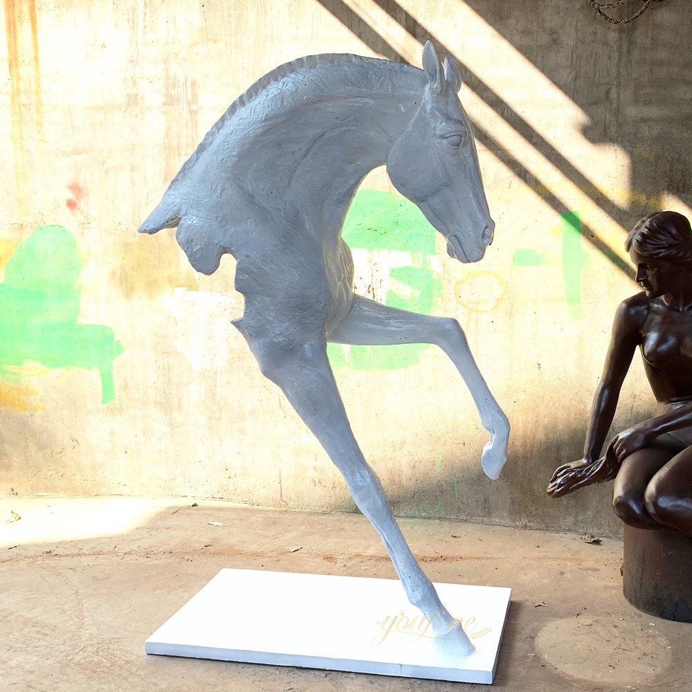 White Abstract Half Horse Statue in factory
