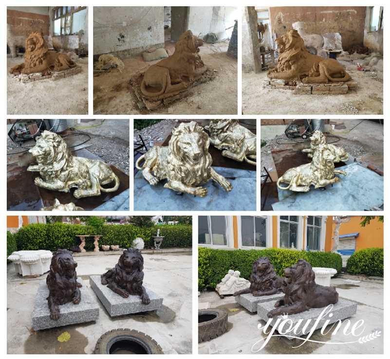 Large Bronze Lion Family Statue Outdoor Zoo Garden Decor for Sale BOKK-950 - Bronze Lion Statues - 3