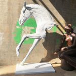 bronze Abstract Half Horse Statue in factory
