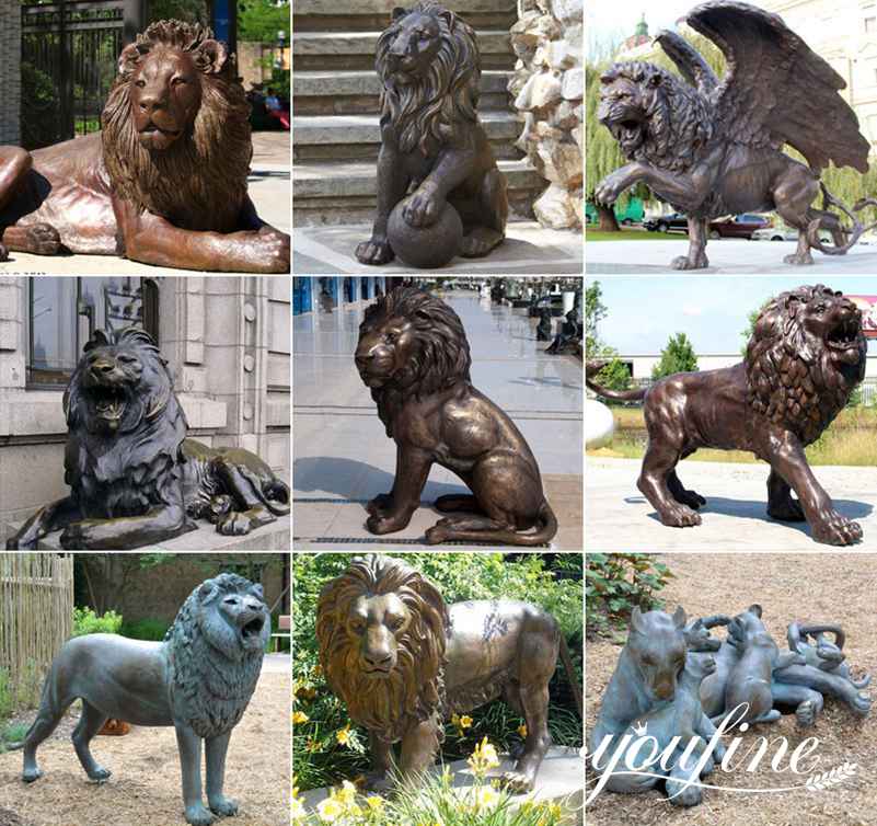 Large Bronze Lion Family Statue Outdoor Zoo Garden Decor for Sale BOKK-950 - Bronze Lion Statues - 4