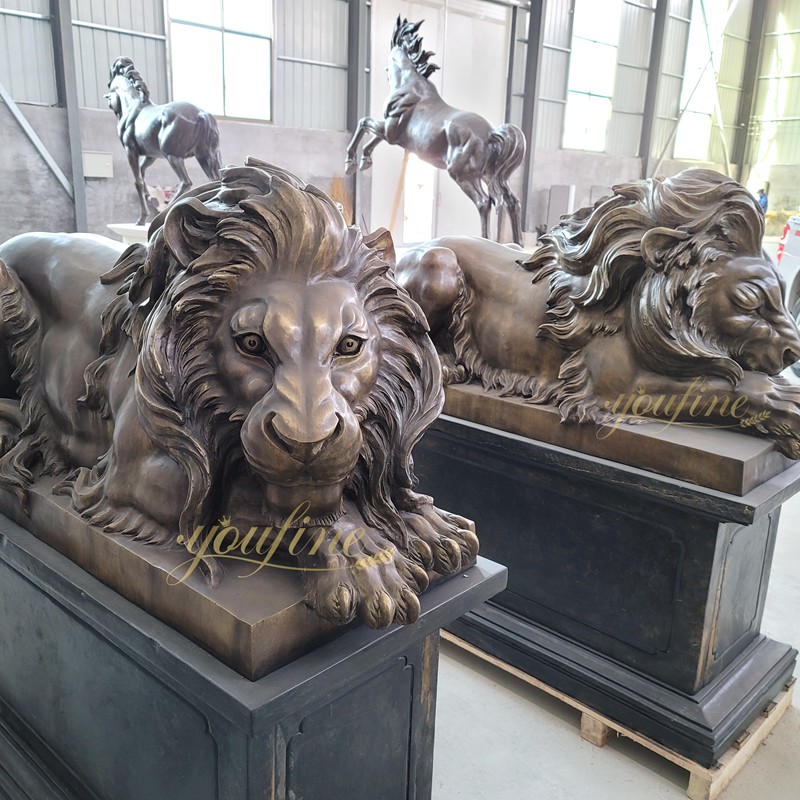 large bronze lion sculpture art