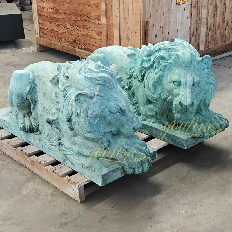 patina large bronze lion statue
