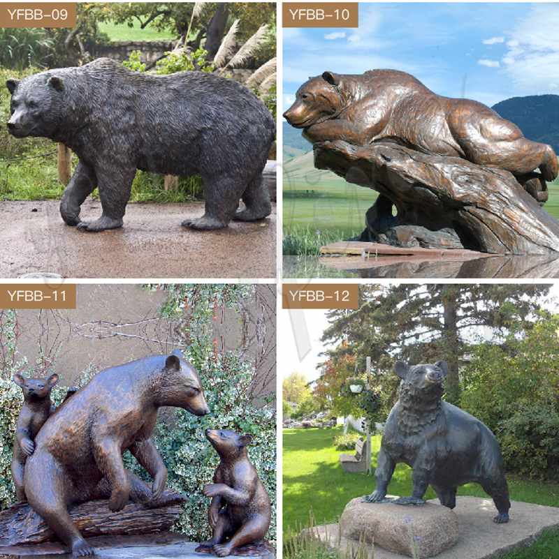 Bronze Life Size lying Bear Statue Garden for Sale BOKK-299 - Bronze Animal Sculpture - 2