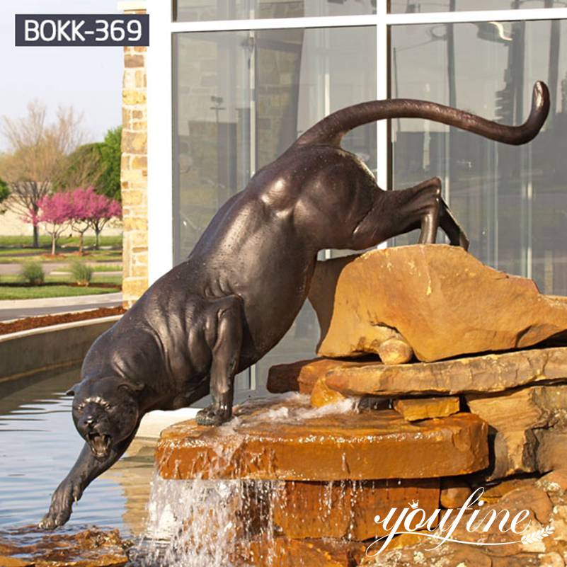 Large Bronze Black Panther Statue Metal Wild Animal Sculpture for Sale