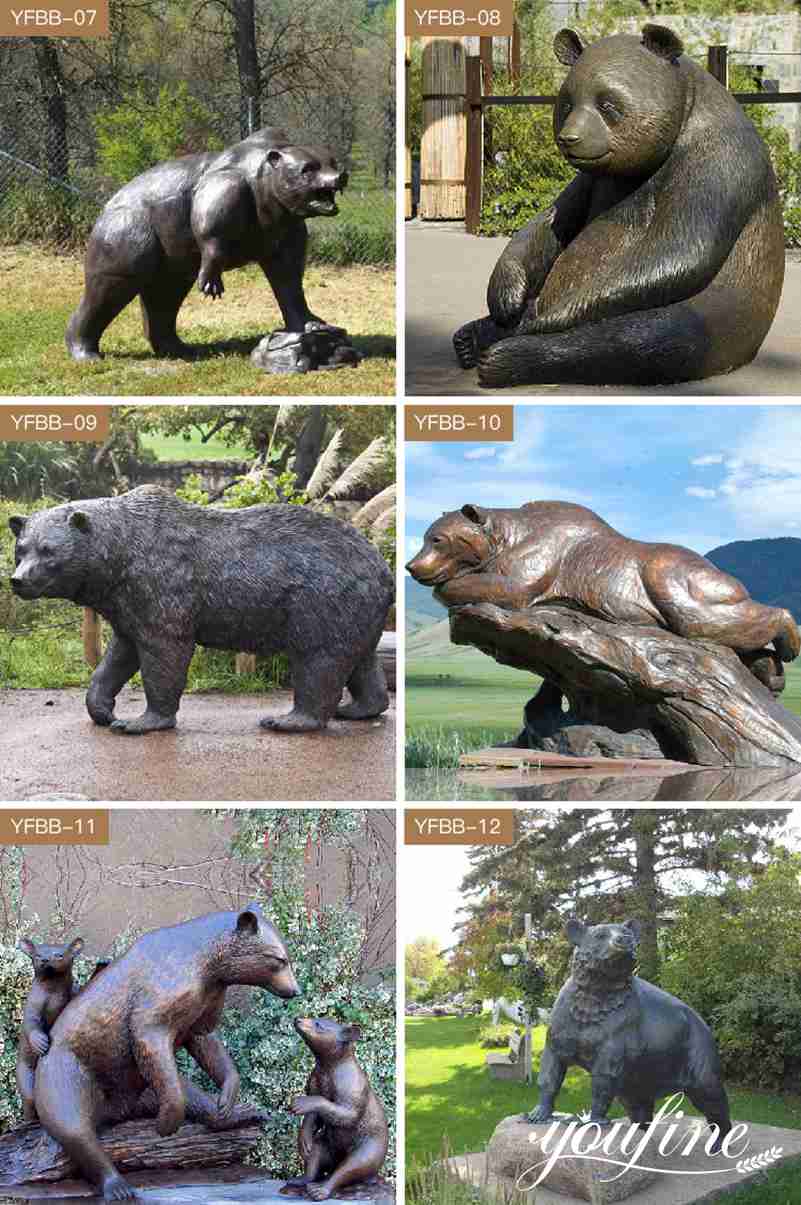 Life Size Bronze Bear Statue Outdoor Zoo Garden Decor for Sale BOKK-296 - Bronze Animal Sculpture - 3