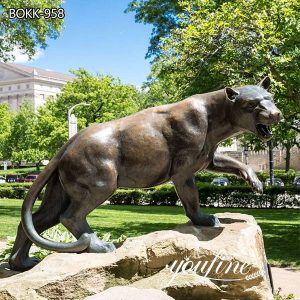 Life Size Outdoor Leopard Bronze Statue Campus Decor for Sale BOKK-958