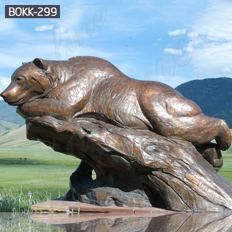 Bronze Life Size lying Bear Statue Garden for Sale BOKK-299 - Bronze Animal Sculpture - 1