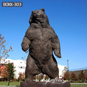 Outdoor Large Standing Bronze Grizzly Bear Statues BOKK-303